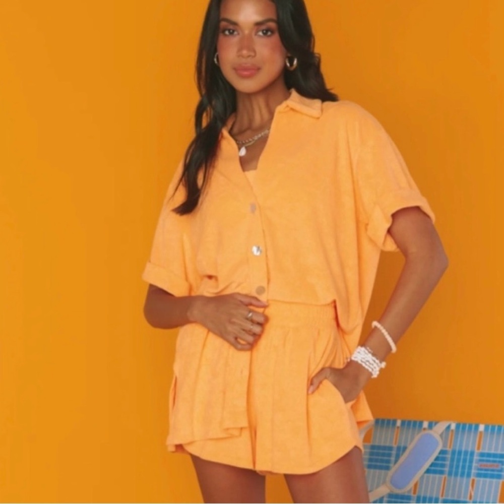 Show me your Mumu | Orange Terry 2pc Set Beachy Coastal
